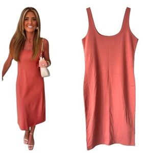 Primark Burnt Orange Cotton Tank Top Midi Sheath Dress Women’s Large 10-…